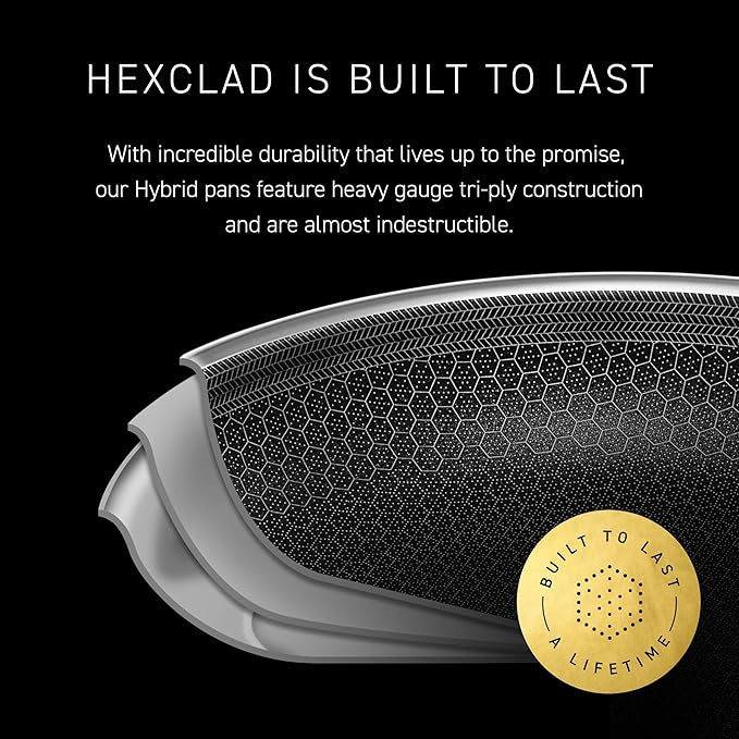 HexClad Hybrid Nonstick 12-Inch Griddle Pan, Stay-Cool Handle, - Image 5