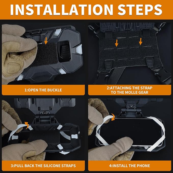 Tactical Molle Phone Holder for Plate Carrier Vest, Quick Release & Adjustable - Image 4