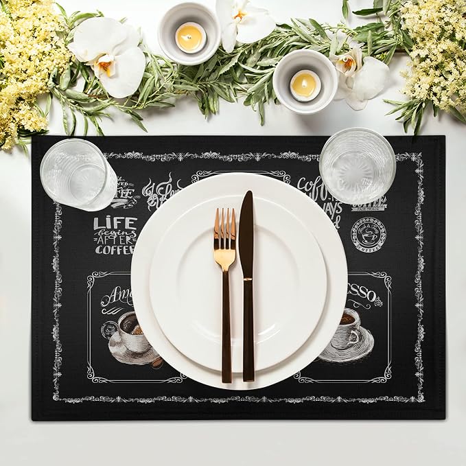 Giwawa Coffee Placemts Set of 4, Washable Heat-Resistant Linen Placemats - Image 3