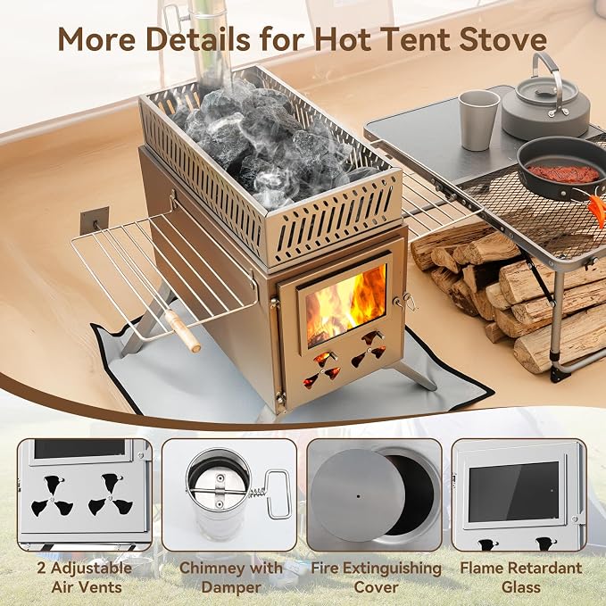 Sauna Hot Tent Stove, Rocket Camping Wood Burning Stove - Image 6