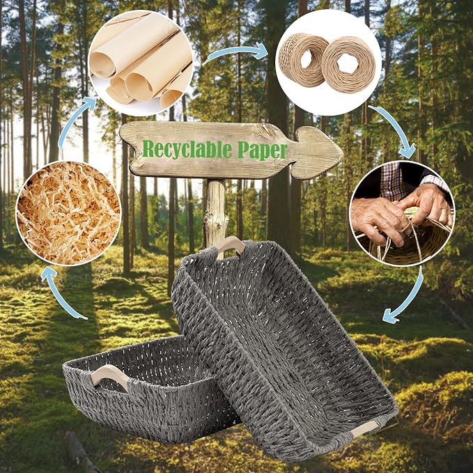 FairyHaus Wicker Baksets 2Pack 15x10x5, Recyclable & Renewable Paper Rope - Image 3