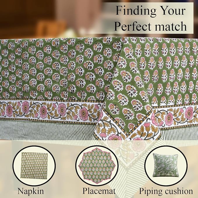 CPC Tablecloth 100% Cotton 70x108 Inch Indian Block Print Easter RectangleTable - Image 8