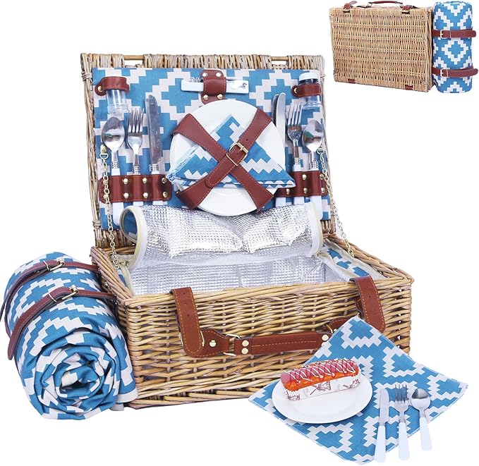 Neti Neti Wicker Picnic Basket for 4 by NetiNeti