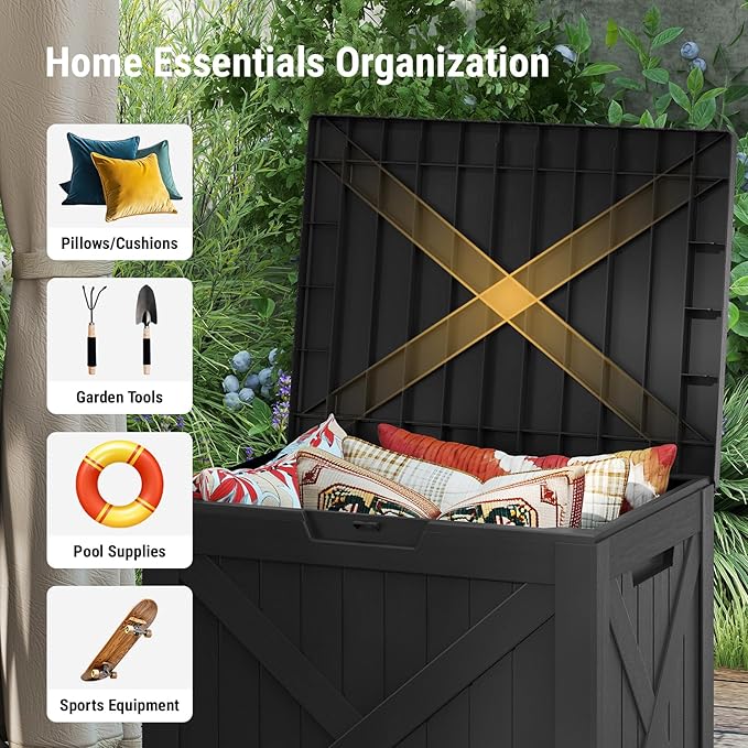 Mars Villa 31 Gallon Barn Style Deck Box, Outdoor Storage Box Waterproof - Image 4