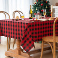 Christmas Gingham Tablecloth Heavy Duty Cotton Linen Red 60x84 inch Plaid by Yofori