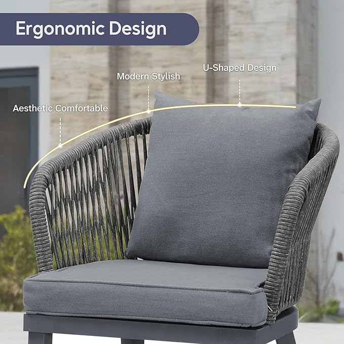PURPLE LEAF 5 Pieces Patio Dining Set Wicker Outdoor Furniture Rectangular - Image 5