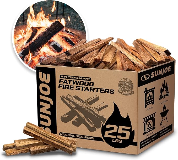 Sun Joe 25-Pound Fatwood Fire Starter Sticks, All-Natural Pine Kindling - Image 9