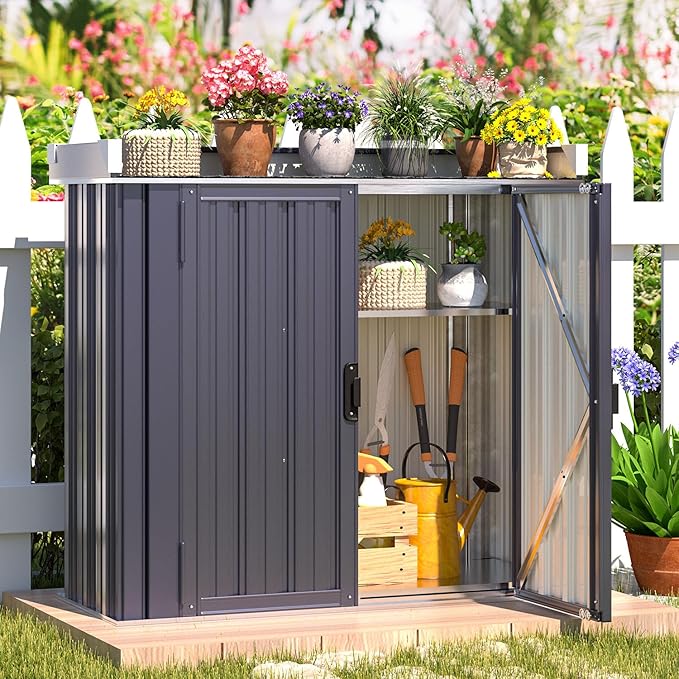 AECOJOY Outdoor Storage Cabinet Waterproof, Potting Workbench Table - Image 2