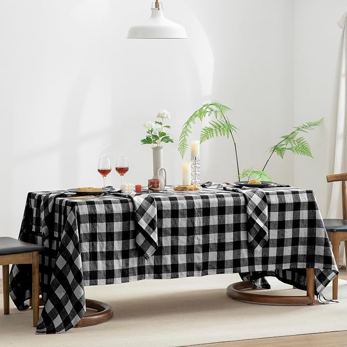 EVERLY 100% Yarn-Dyed Linen Rectangle Tablecloths 60x108Inches - Image 5