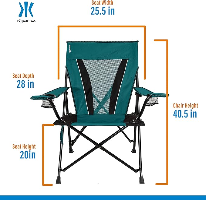 Camping Chair, XX-Large Folding Chair with Ripstop Polyester, Cayman Blue
