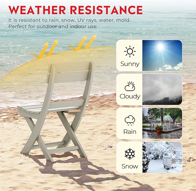 Costaelm Paradise 3-Piece Outdoor HDPE Folding Patio Bistro Table and Chairs - Image 9