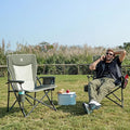 Camp Chair, Large Green Steel Frame with Swivel Cup Holder