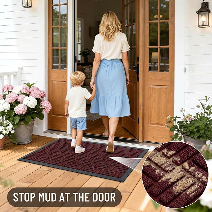 OLANLY Front Door Mat Outside Entrance 33x21, Heavy Duty Sturdy Natural Rubber - Image 7