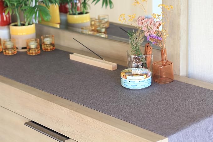 Grey Table Runner 60 inch, Waterproof Coffee Table Runner, Outdoor Long Dining - Image 3