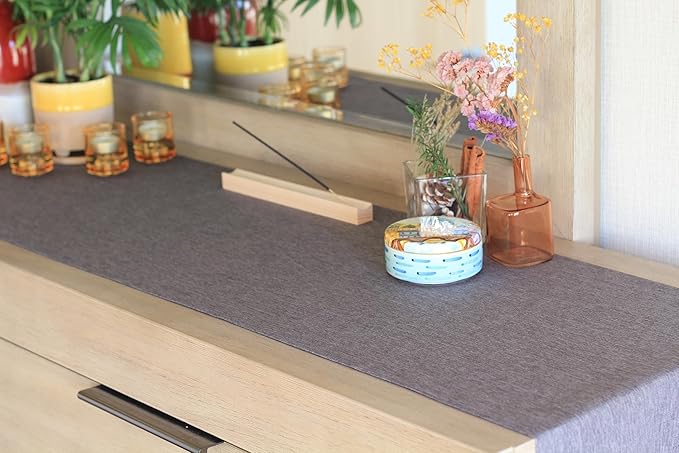 Grey Table Runner 48 inch, Waterproof Coffee Table Runner, Outdoor Small Dining - Image 3