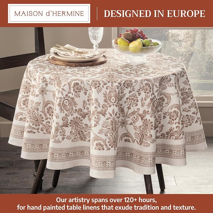 Maison d' Hermine Table Cloth Round Table 100% Cotton 63 Inches Fall Tablecloth - Image 2