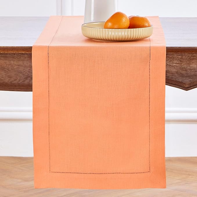 Solino Home Linen Coral Hemstitch Table Runner 36 Inches by SolinoHome