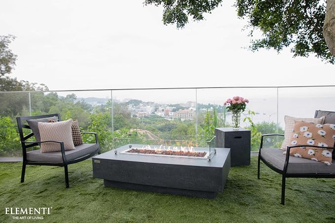 Elementi | Bundle Hampton Gas Fire Pit Cast Concrete 56" Rectangular Fire Table - Image 8