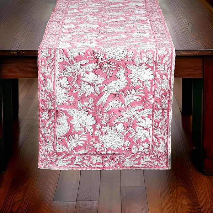 CPC Cotton Table Runner 16x90 Inch Block Printed Long Fall Table Runner - Image 4