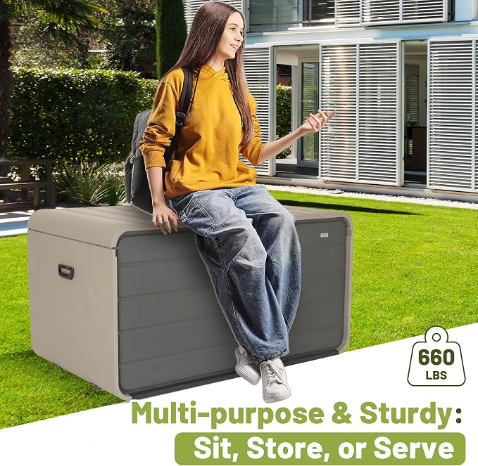 260 Gallon Outdoor Storage Box, Deck Boxes Outdoor Waterproof, Patio Storage Box - Image 5