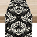 Gothic Table Runner, Retro Black Damask Baroque Style Floral Bohemian Exotic by Unknown