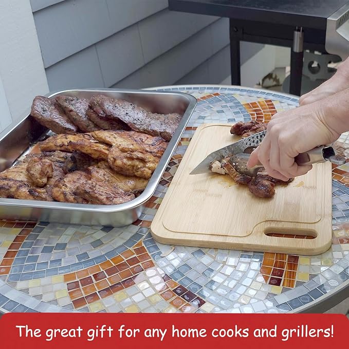 Geesta Grilling Prep and Serve Tays, Stainless Steel Large Capacity Food Prep - Image 5