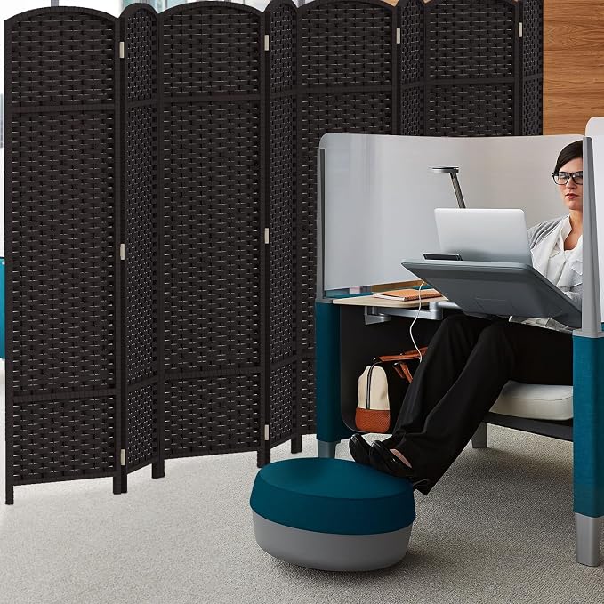 Room Divider 8 Panel Screen 5.6 Ft Tall Partition Room Dividers Brown Privacy - Image 7