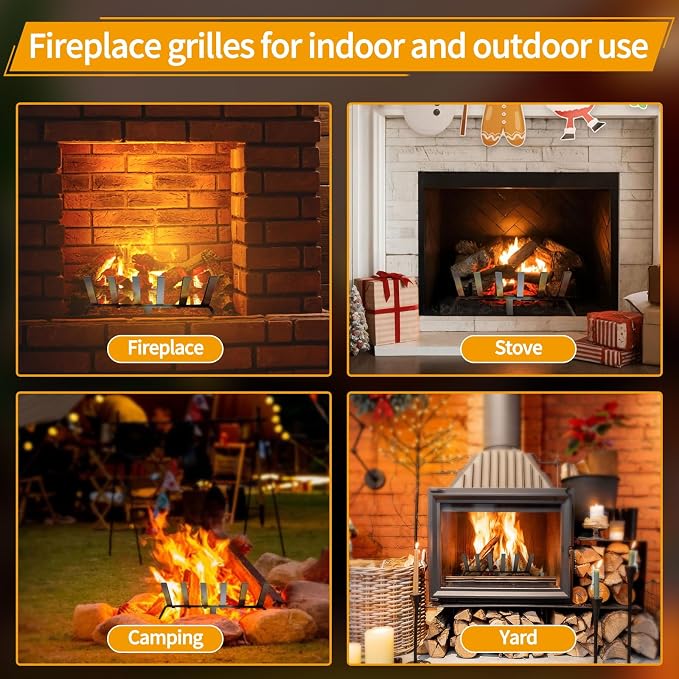 Fireplace Grate, 27 inch Solid Fireplace Log Holder, Heavy Duty Cast Iron - Image 6