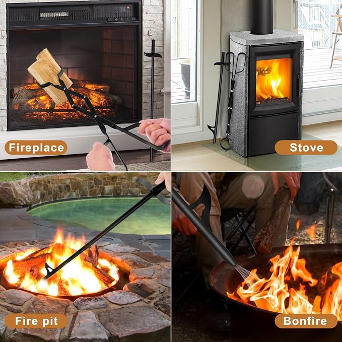 Cyrico Fire Poker and Fire Tongs Set, Heavy Duty 31 Inch Fireplace Poker - Image 6