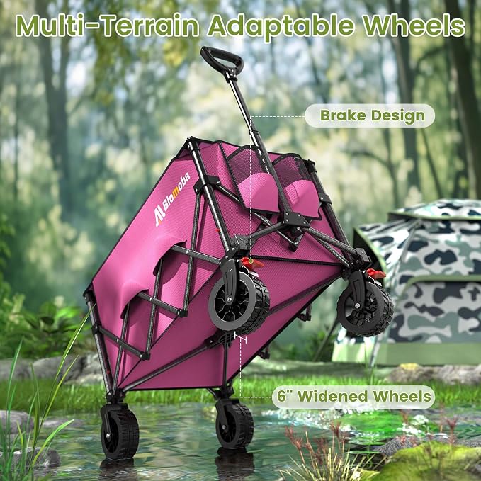 Collapsible Wagon Cart, 150L Heavy Duty Foldable Beach Wagon - Image 6