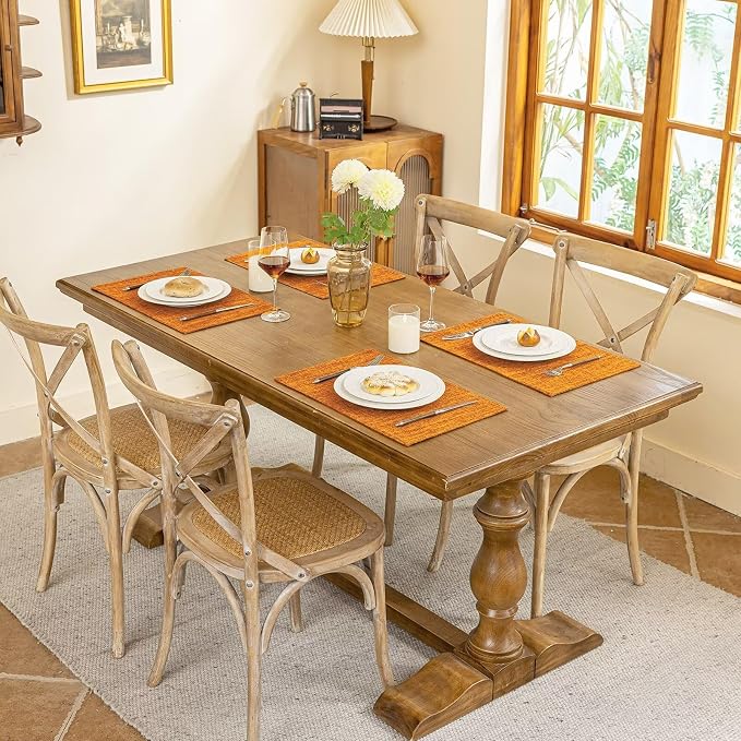 Blue Forest Placemats Set of 8, Dual-Layered Thickened Faux Linen Cloth Place - Image 4