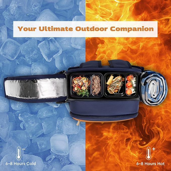 Couple Gifts 22L Picnic Basket Set, Leak Proof Cooler Camping Gifts, Cool - Image 3