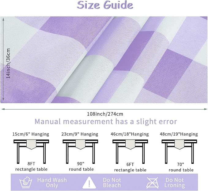 Fabric Checkered Table Runner 12 Pack Waterproof Gingham Table Runner 14W x - Image 4
