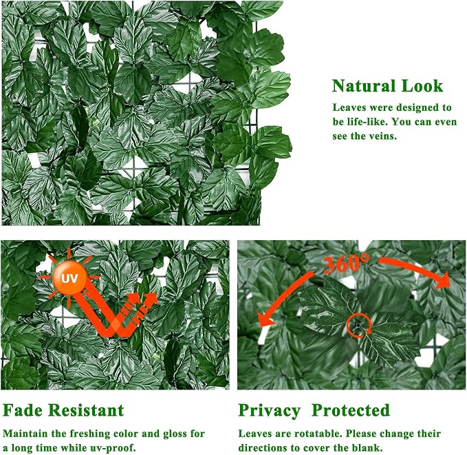 iCover 2PK 39 * 98in Artificial Ivy Privacy Fence Screen Cover, Highly Dense - Image 3