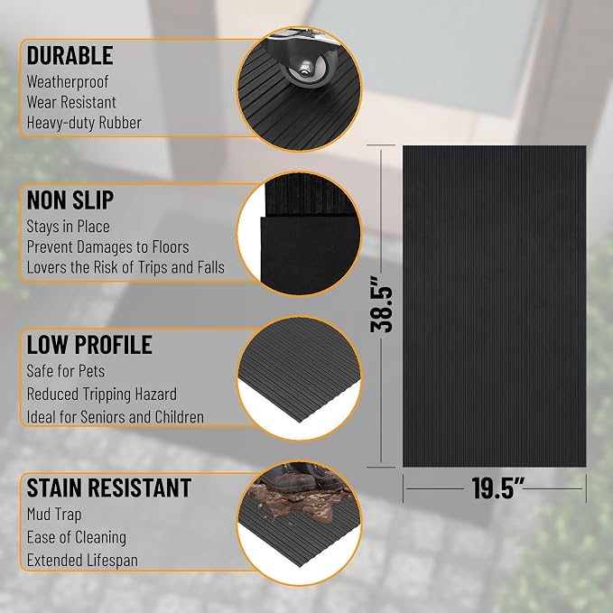 Ottomanson Heavy Duty Rubber Floor Mat – Non-Slip, Waterproof, or Patio – Stain - Image 3