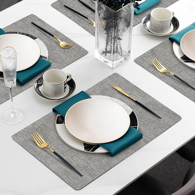 Faux Leather Heat Resistant Placemats Set of 4 – Waterproof Oilproof Wipeable - Image 2