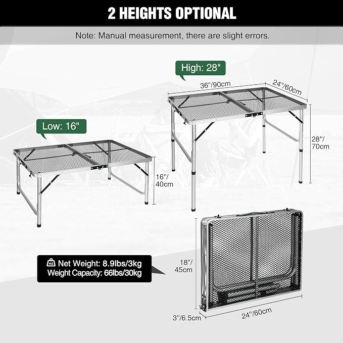 RedSwing Portable Grill Table for Outside, Aluminum Folding Grill Stand Table - Image 3