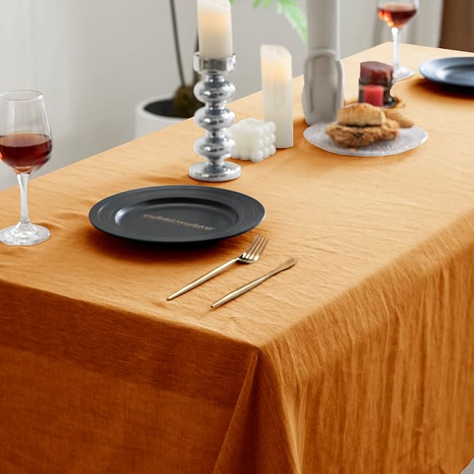 EVERLY 100% Pure Linen Rectangle Tablecloths 60x84Inches - Image 3