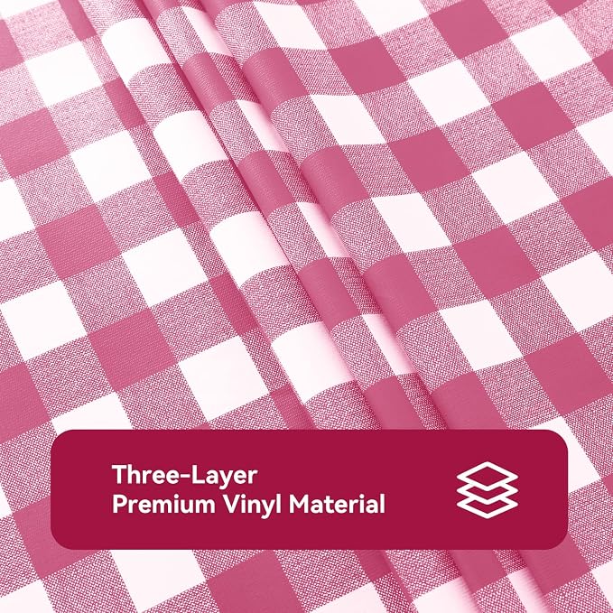 Romanstile Square Vinyl Tablecloth, 100% Waterproof Buffalo Gingham Plastic - Image 6