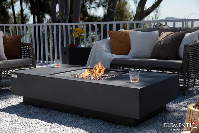 Elementi+ | Bundle Cannes Gas Fire Pit Cast Concrete 60" Rectangular Fire Table - Image 5