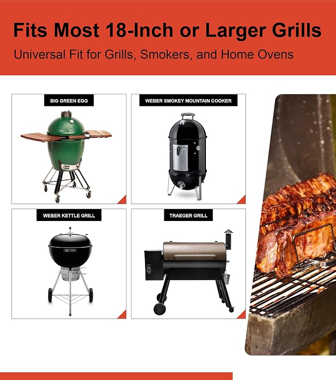 Rib Rack for Smoking – Foldable Extra Long Stainless Steel Rib Holder for 4 - Image 3