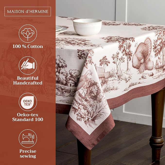 Maison d' Hermine Table Cloth Square Table 100% Cotton 54 x 54 Inches Fall - Image 2