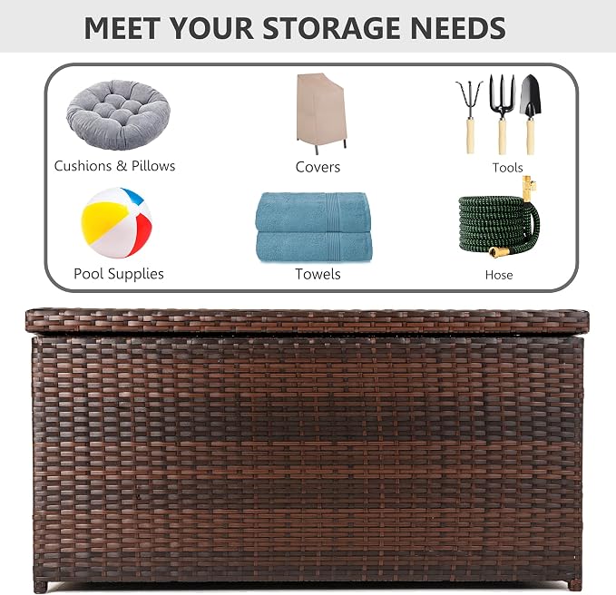 Outdoor 70 Gallon Wicker Storage Box - Image 4