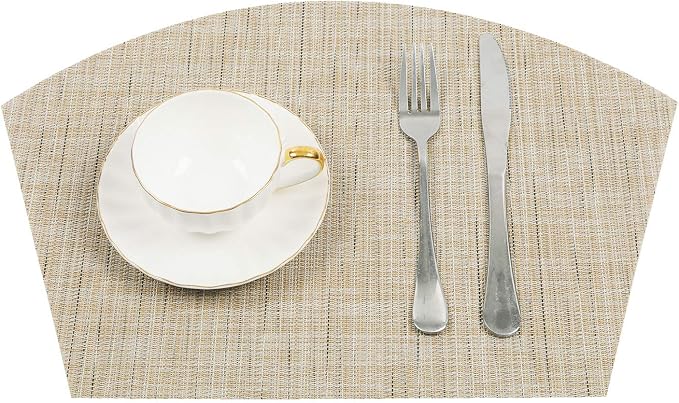 SHACOS Small Round Table Placemats Wedge Placemat Set of 4 Non Slip Heat - Image 2