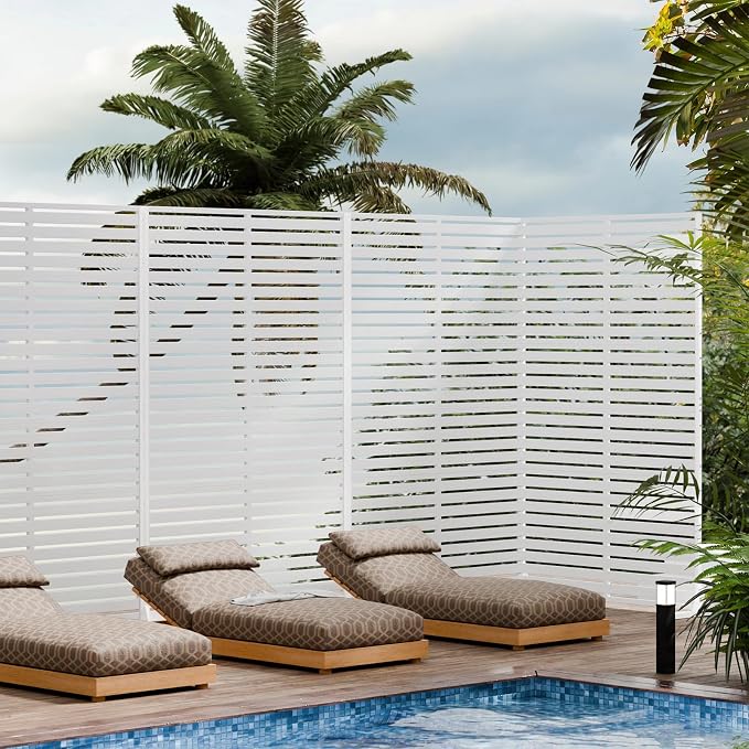 Privacy Fence Screen with Stand 6 Panel 72" H×47" W HDPE Decorative Panels with - Image 6