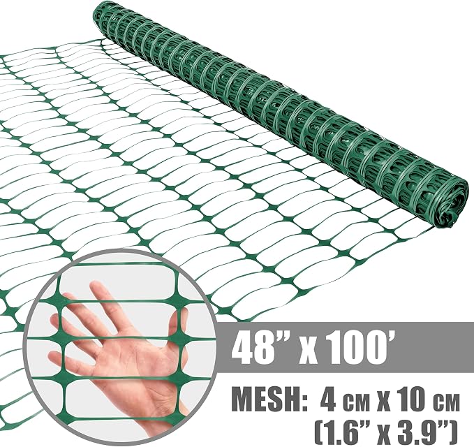 Fencer Wire 4 ft. Safety Fence, 100 ft. Green Plastic Fencing Roll - Image 2