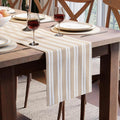 Encasa XO Cotton Dining Table Runner | Franca Beige Stripes | Size 13x91 in by EncasaXO