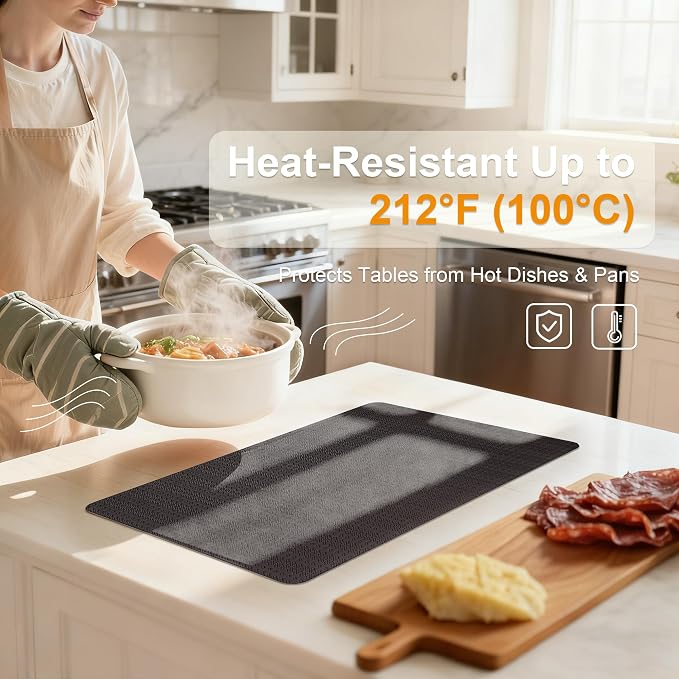 Faux Leather Placemats Set of 4 – 17x12 Inch Vinyl Table Mats, Heat Resistant - Image 7