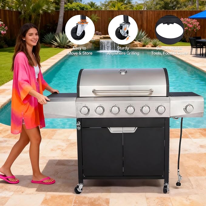 Endark Upgraded 68, 500 BTU 6-Burner Propane Gas Grill - Image 5