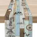 Farmhouse Cow Table Runner, Rustic Blue Wooden Animals Rooster Chicken Summer by Unknown
